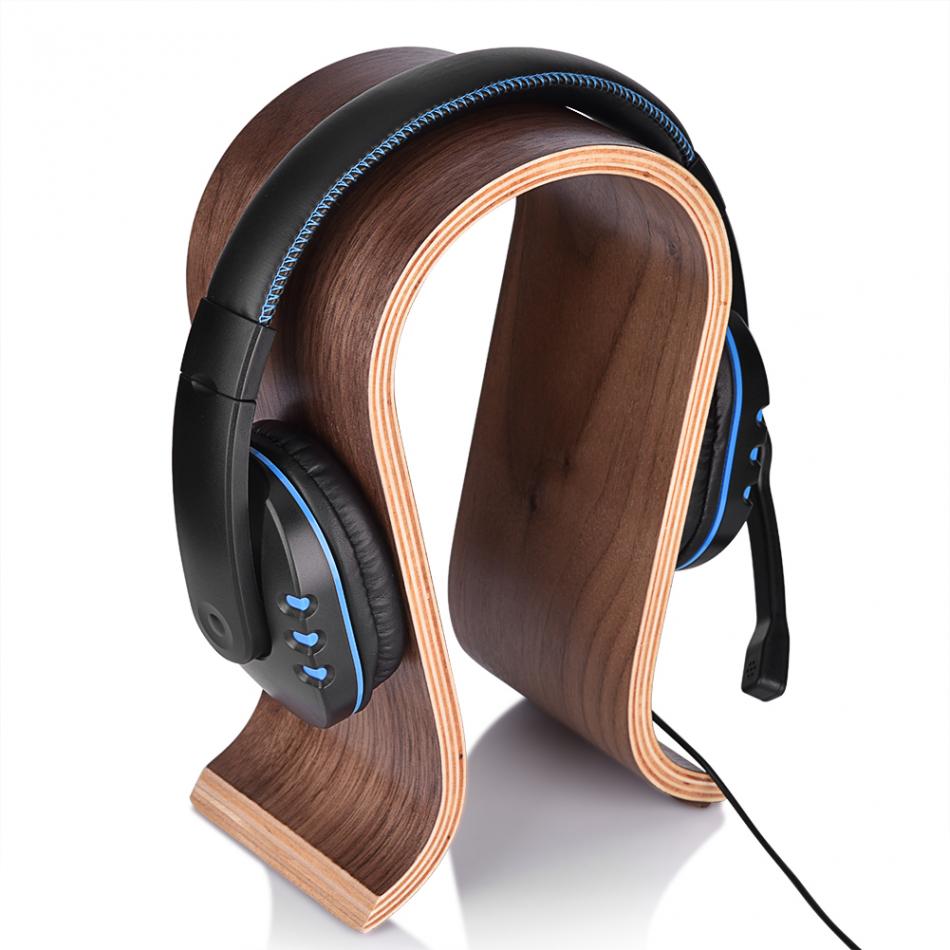 U-Shaped Wooden Headphones Stand