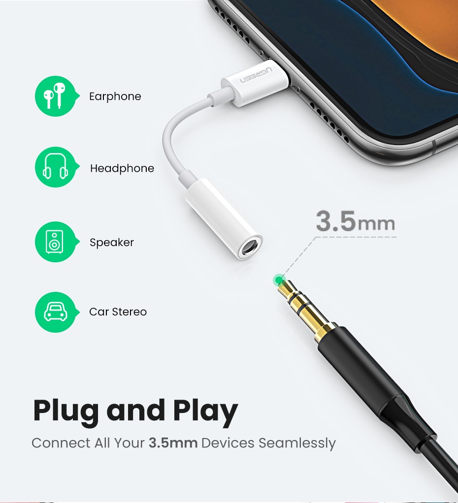 Lightning to 3.5 mm Headphone Adapter for iPhone